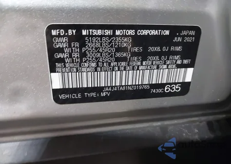 2022 Mitsubishi Outlander Es 2.5 S-Awc from USA, damaged, VIN JA4J4TA81NZ019765
